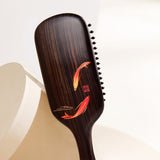 Wooden Hair Brush-Koi Fish Pattern
