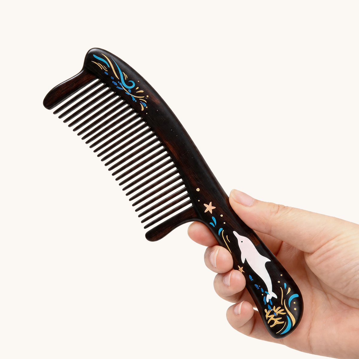 Dolphin Long Handle wooden comb