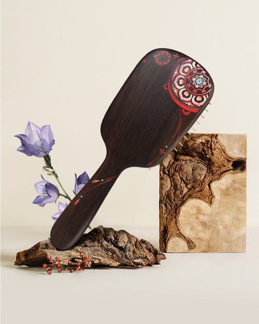 Wooden Brush with Drum Pattern