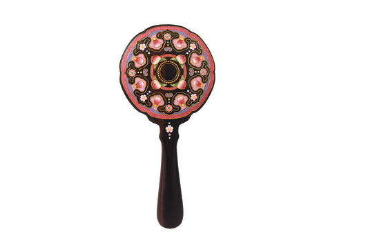 Fourfold Harmony | Cloisonné Enamel on Wood Handheld Ebony Mirror