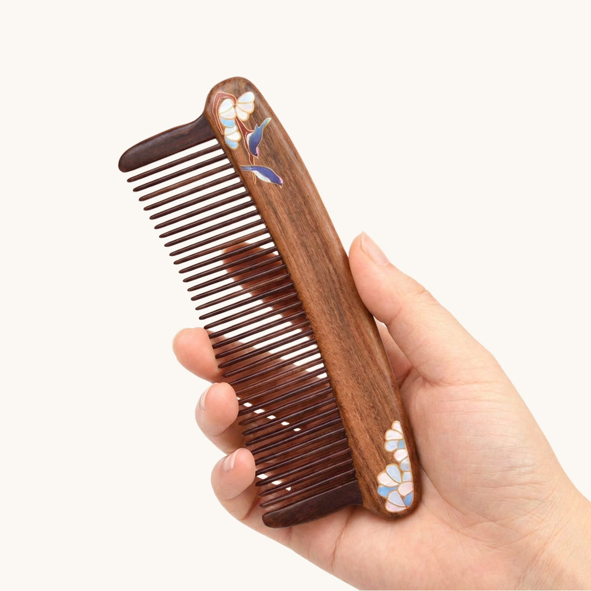 Wooden Hair Comb (A pair of Magpie)