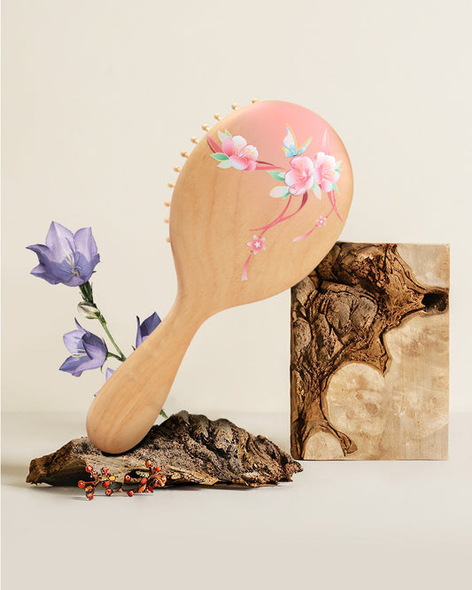 Peach Wooden Hair Brush