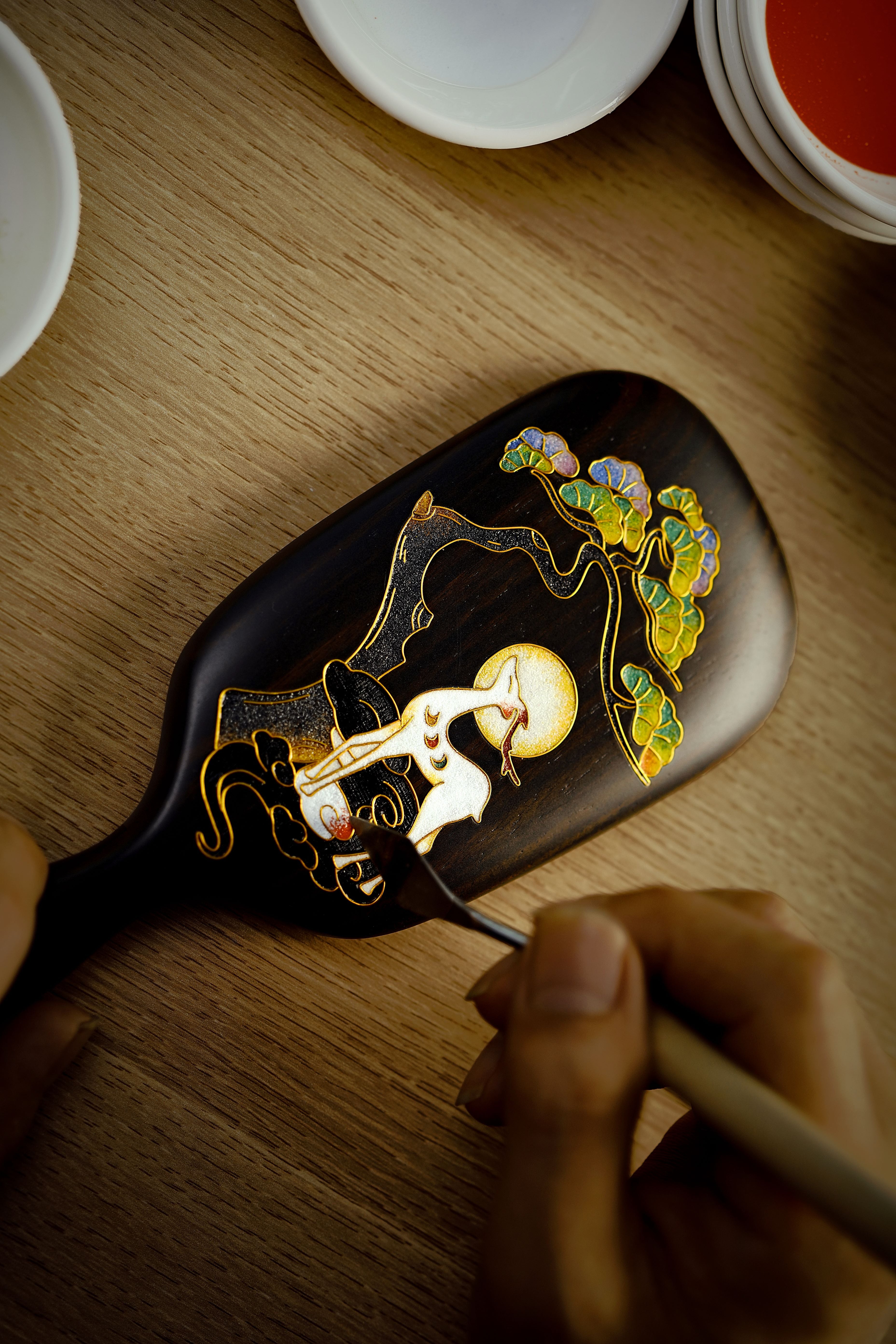 Cloisonné Enamel on Wood