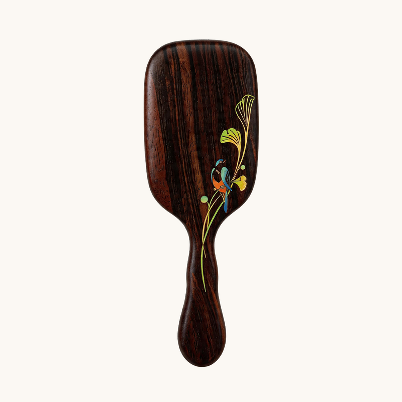 Brosse à cheveux en bois d'ébène - Heureux dans la vie