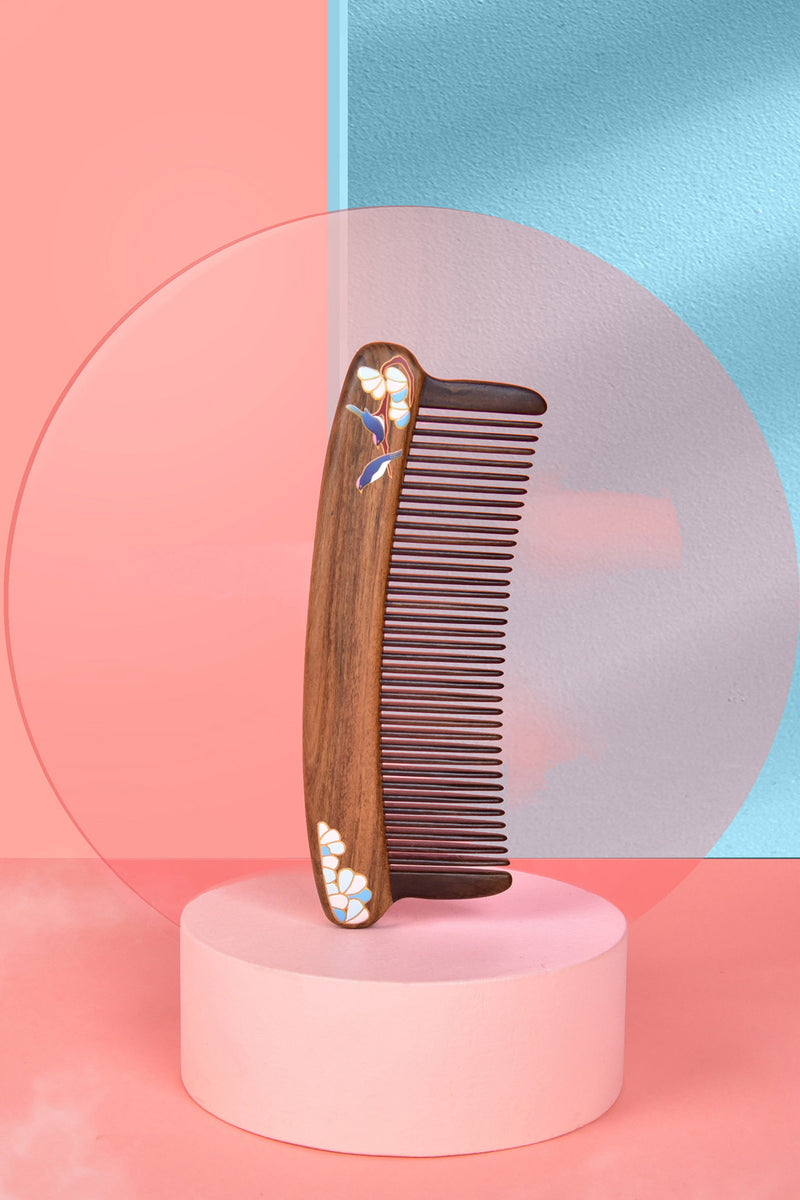 Wooden Hair Comb (A pair of Magpie)