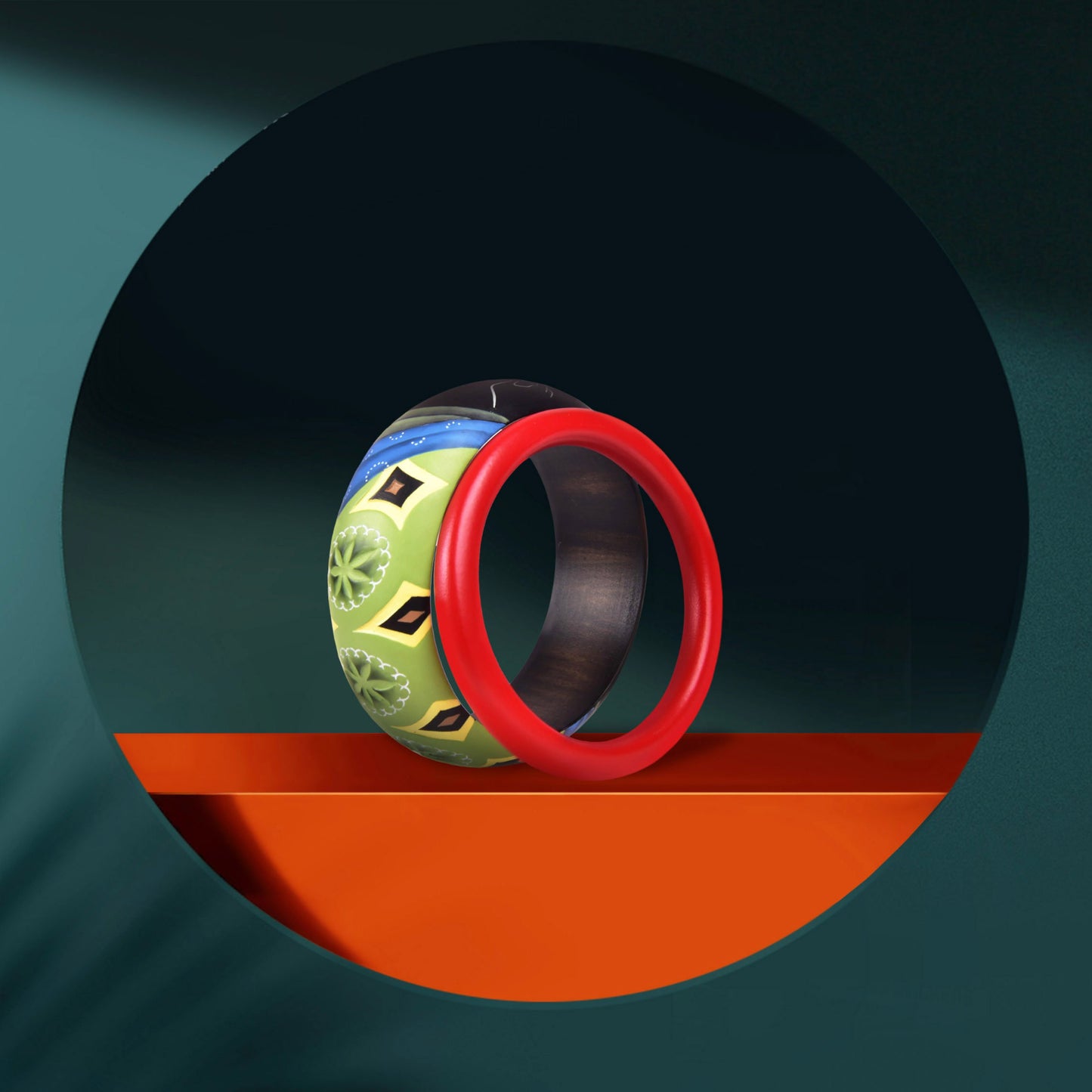 Hand Painted Wooden Bangle 2 Pcs Set