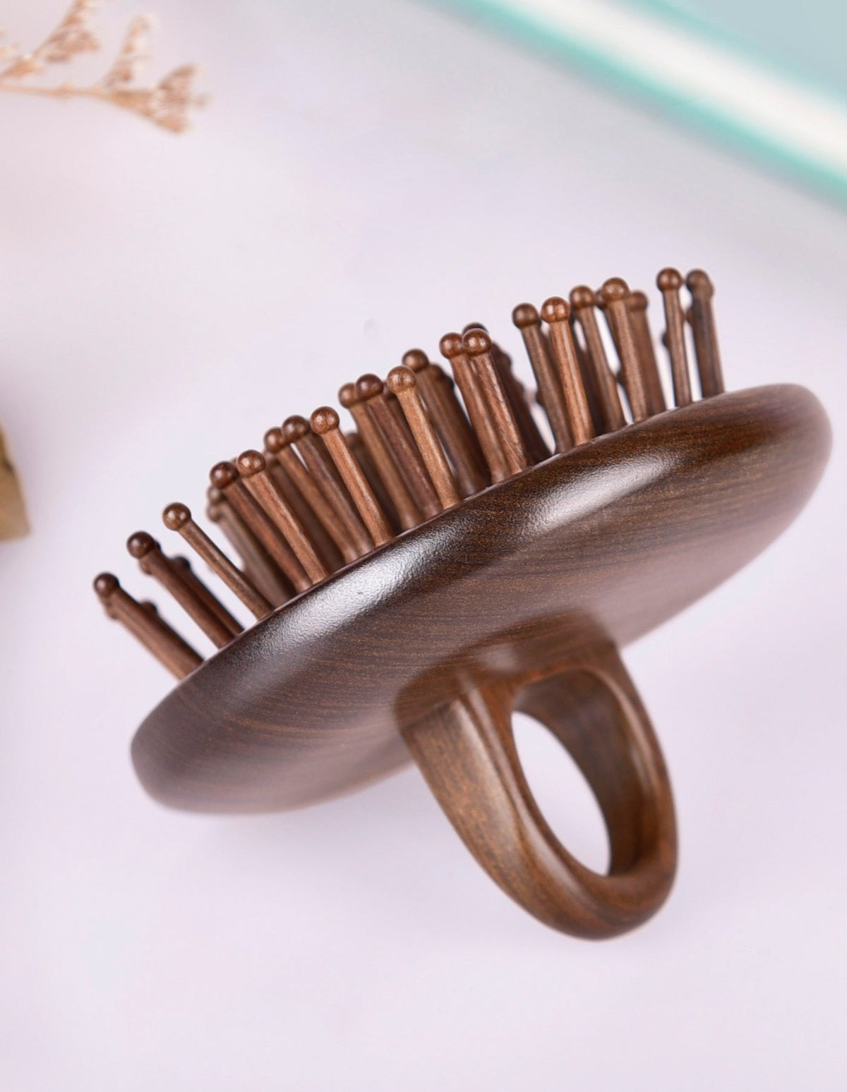 Wooden Cushion Handheld Hair Brush Round Shape