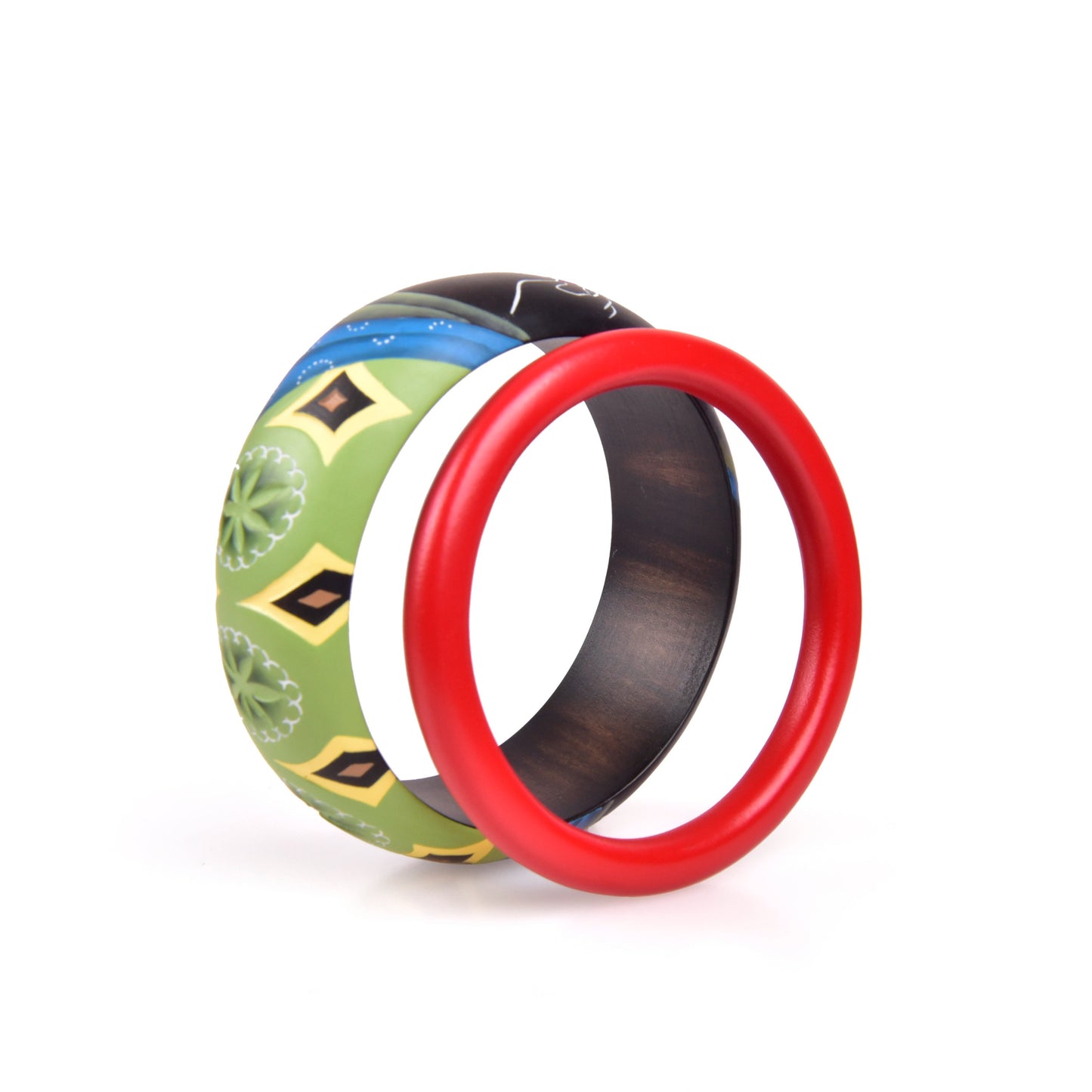 Hand Painted Wooden Bangle 2 Pcs Set