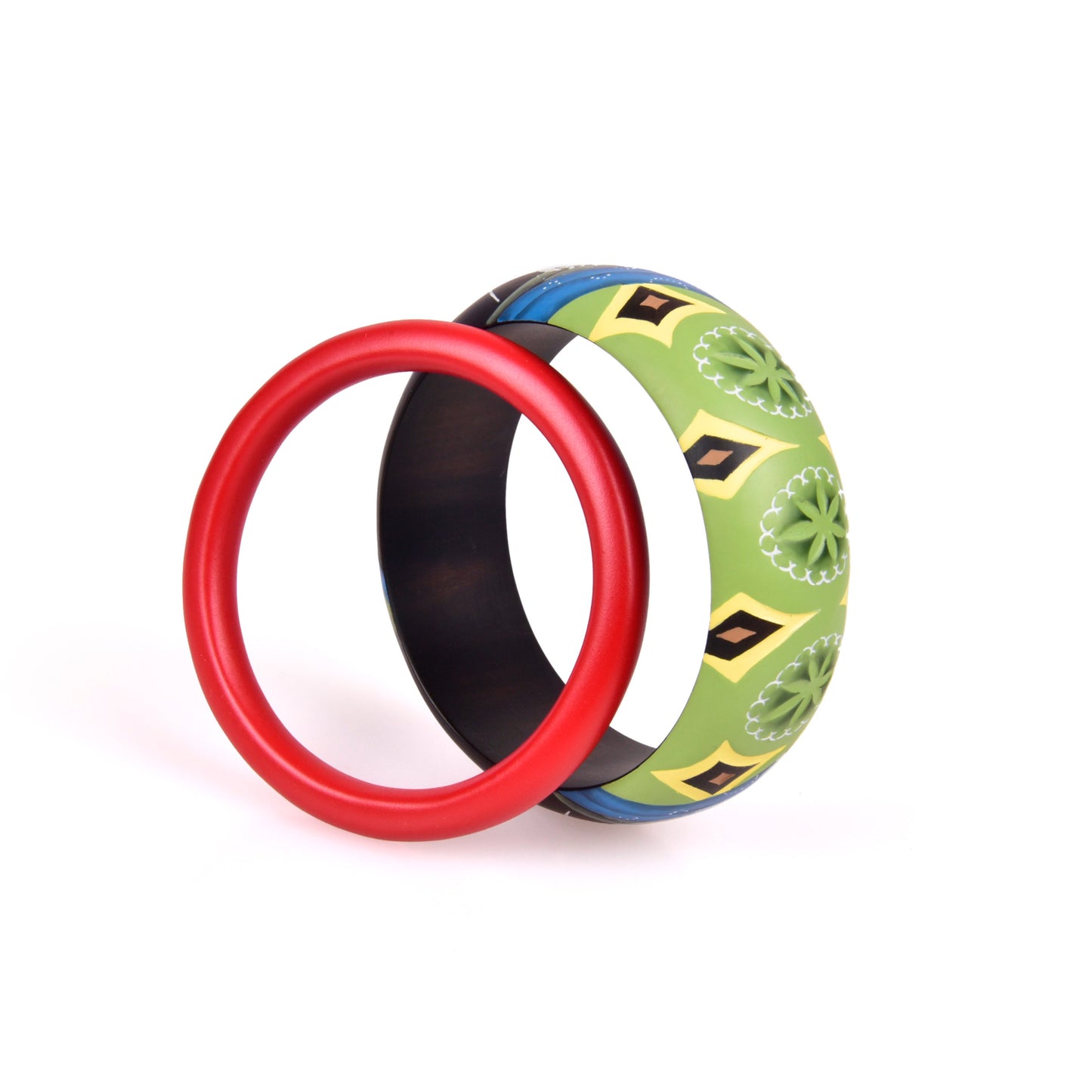 Hand Painted Wooden Bangle 2 Pcs Set