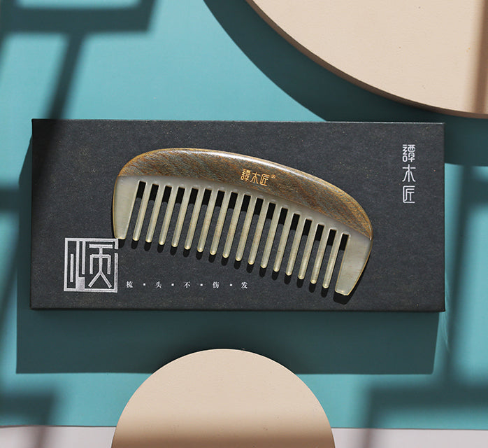 Sheep Horn & Wood Hair Comb