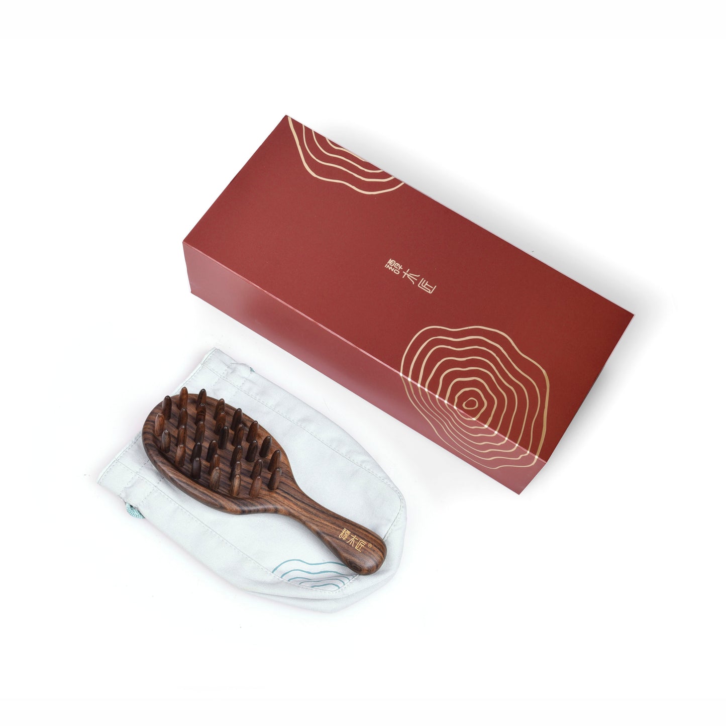 Tooth inserted Wood Hair Brush