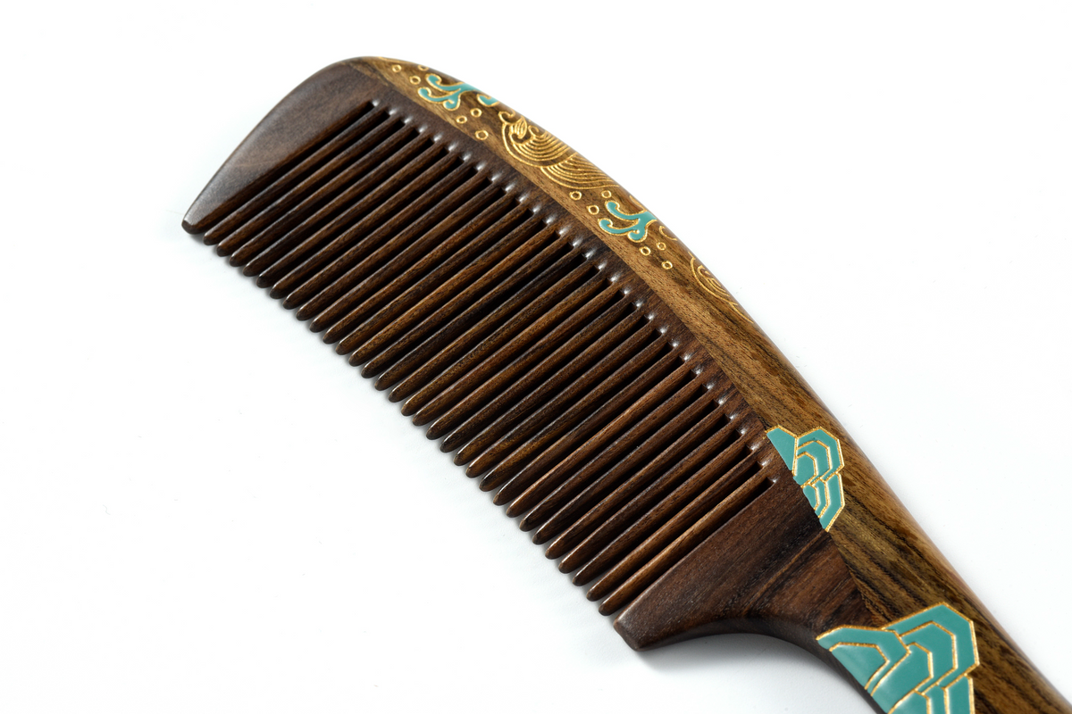Blue Sea Hair Comb in Ukiyoe style